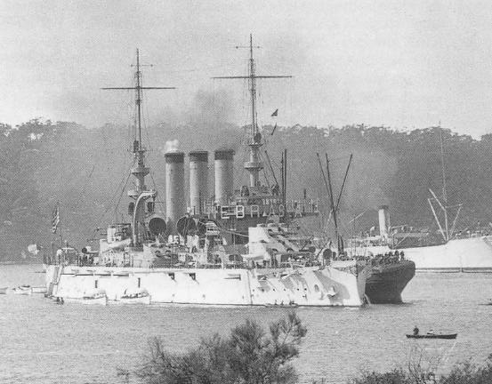 USS Nebraska, a unit of the Great White Fleet, visiting Sydney in 1908