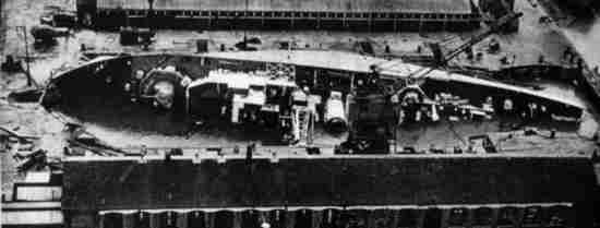 HMS Berkeley Castle capsized in dock