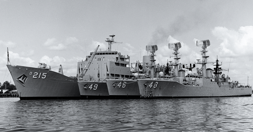 HMAS Stalwart with Destroyer Escorts Derwent, Parramatta and Stuart