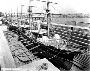 HMS Ships Torch, Ringdove and Goldfinch in the Sutherland Dock in 1897